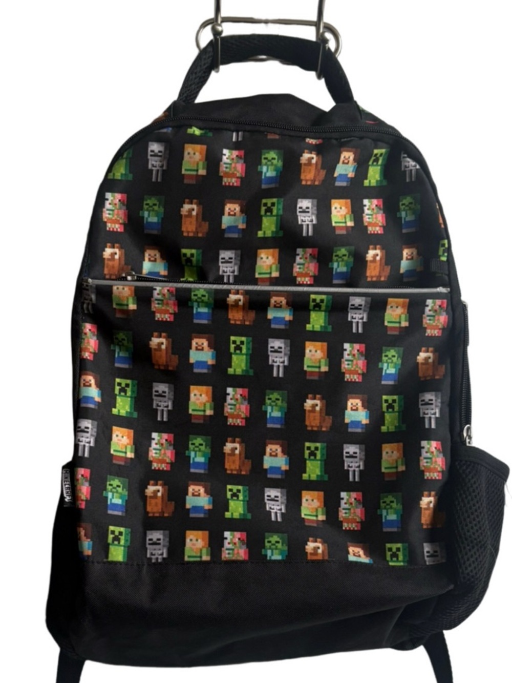 Minecraft Kids Backpack Black Creeper Character Print School Bag